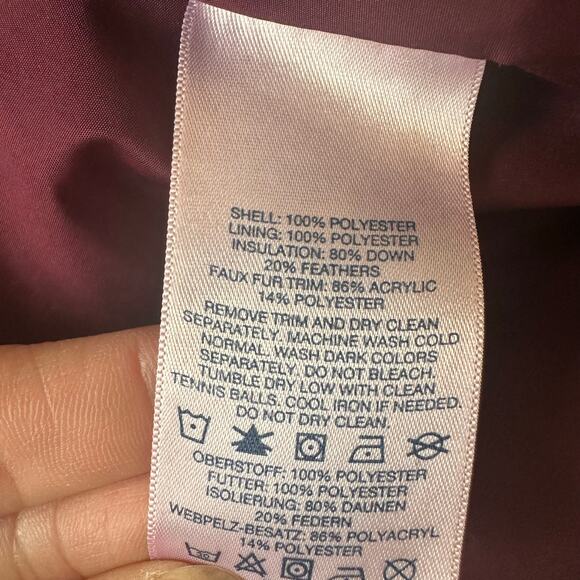 Lands' End Women's Down Shimmery Bergundy Purple Long Parka Size Medium - Picture 9 of 16